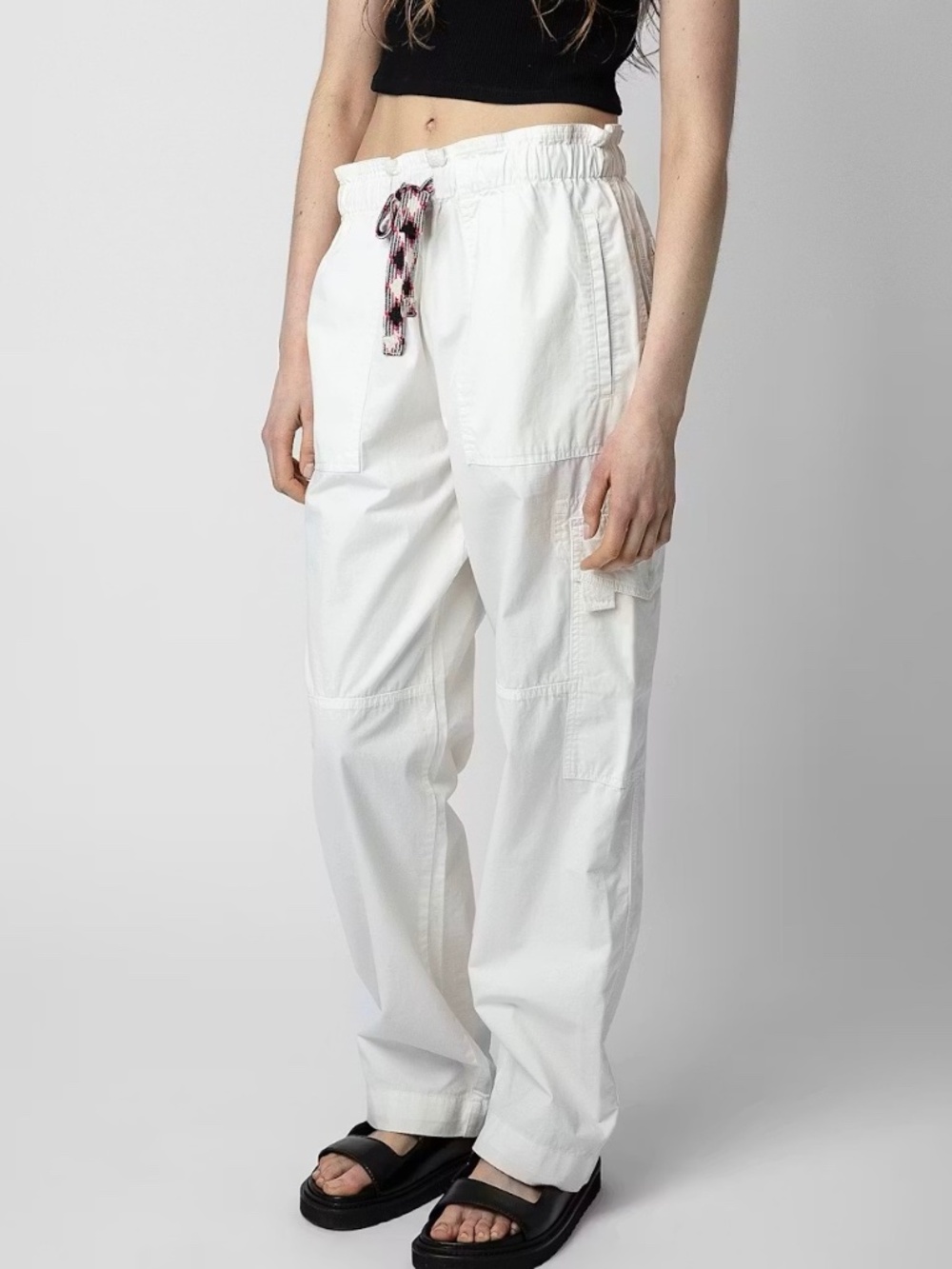 NWT Zadig & Voltaire Plumy Pants Cotton "Judo" White Cargos Size 34 XS